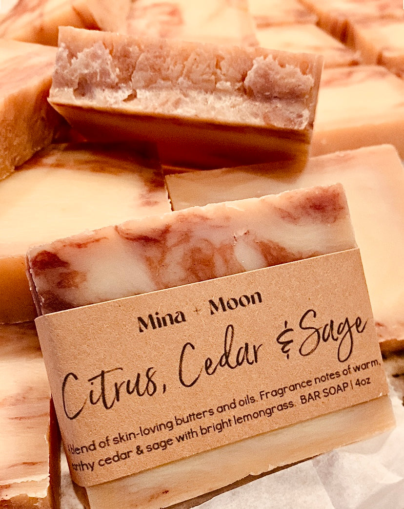 Citrus Cedar Sage Bar Soap, Natural Soap For Men